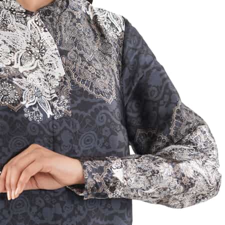 Tamsy Black Japan Satin Woven Ladies Midi Dress -L image number 4