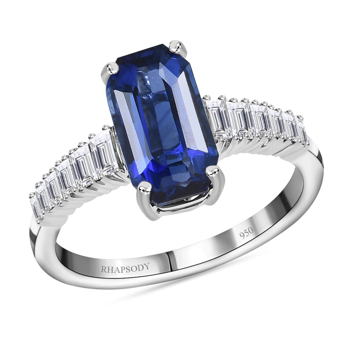 RHAPSODY 950 Platinum AAAA Royal Ceylon Sapphire, Diamond (E-F, VS) (0.35 cts) Ring (4.50 g) 3.35 ctw image number 0