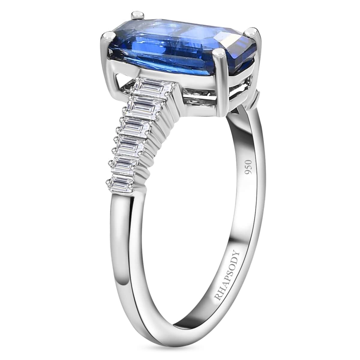RHAPSODY 950 Platinum AAAA Royal Ceylon Sapphire, Diamond (E-F, VS) (0.35 cts) Ring (4.50 g) 3.35 ctw image number 3