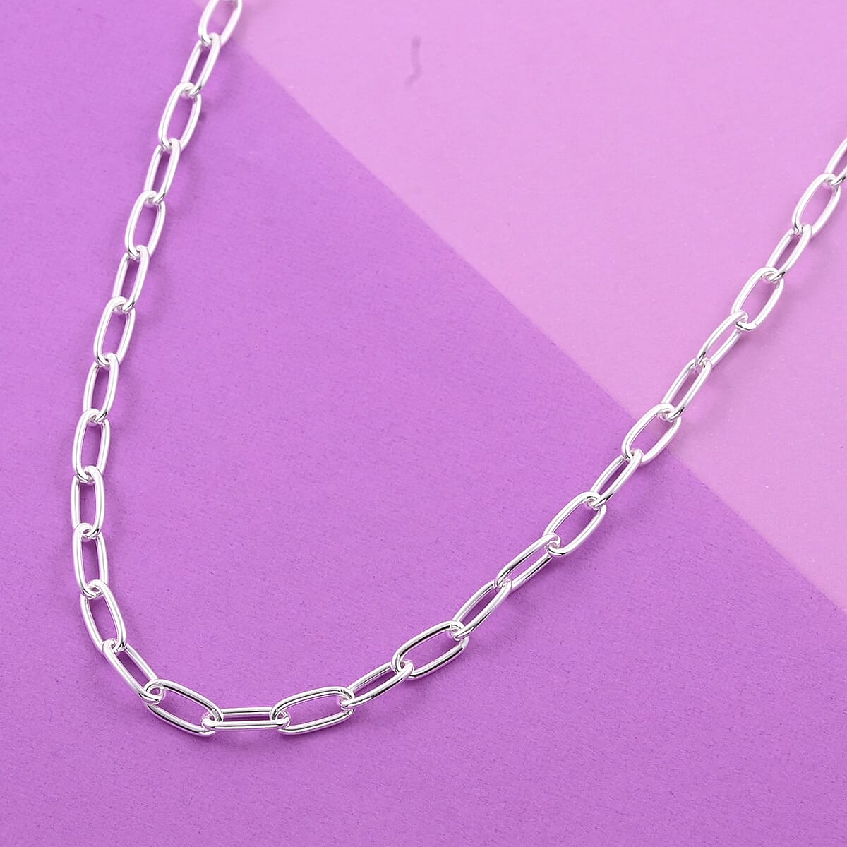 Italian Sterling Silver 3mm Paperclip Necklace 16 Inches 5.80 Grams image number 1
