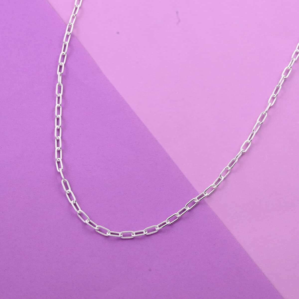 Italian Sterling Silver 3mm Paperclip Necklace 20 Inches 7.40 Grams image number 1