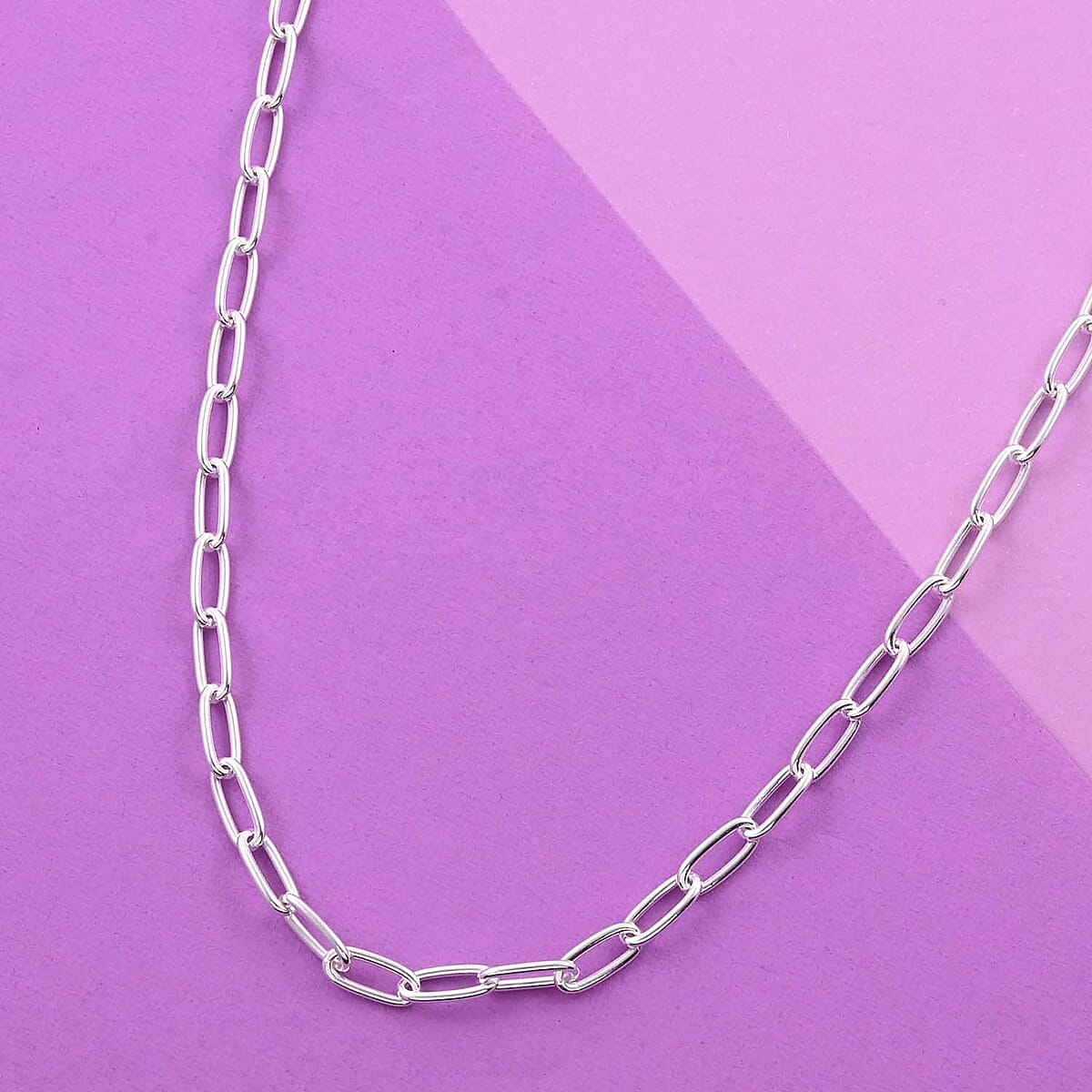 Italian Sterling Silver 4mm Paper Clip Necklace 26 Inches 13.60 Grams image number 1