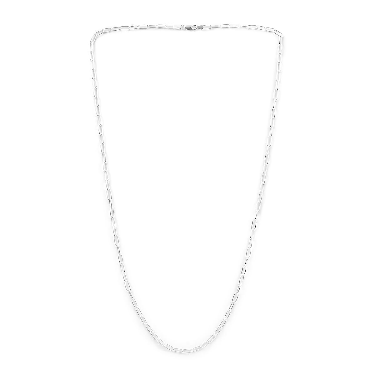 Italian Sterling Silver 4mm Paper Clip Necklace 26 Inches 13.60 Grams image number 2