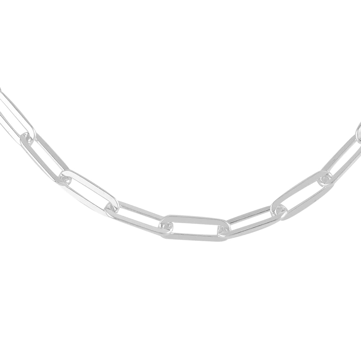 Italian Sterling Silver 4mm Diamond Cut Paper Clip Necklace 20 Inches 10.50 Grams image number 0