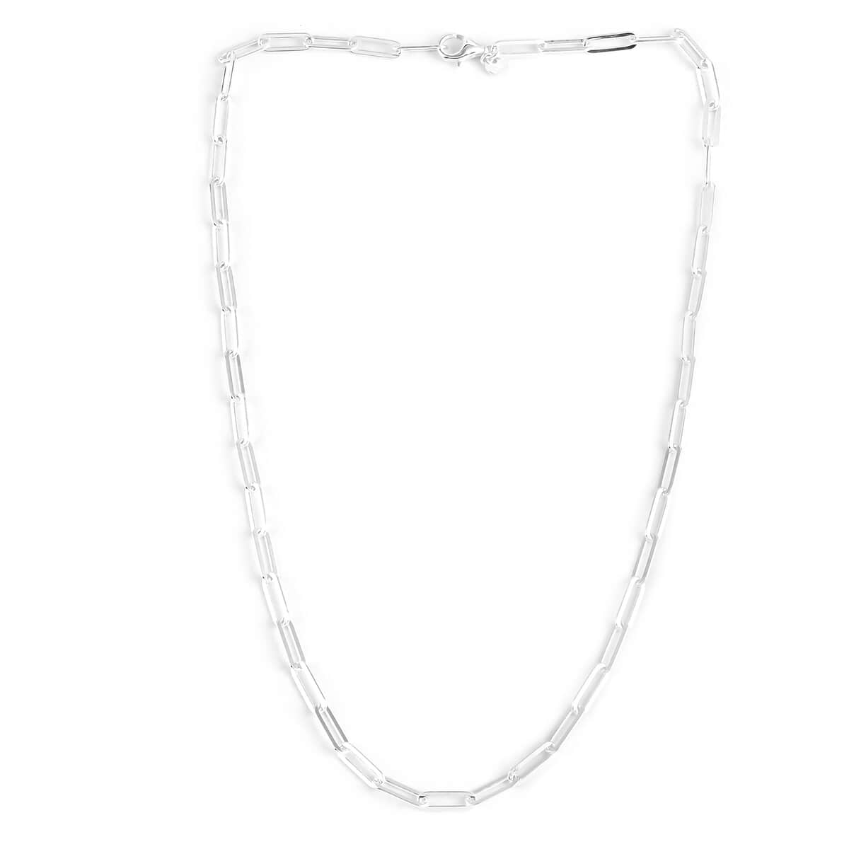 Italian Sterling Silver 4mm Diamond Cut Paper Clip Necklace 20 Inches 10.50 Grams image number 2