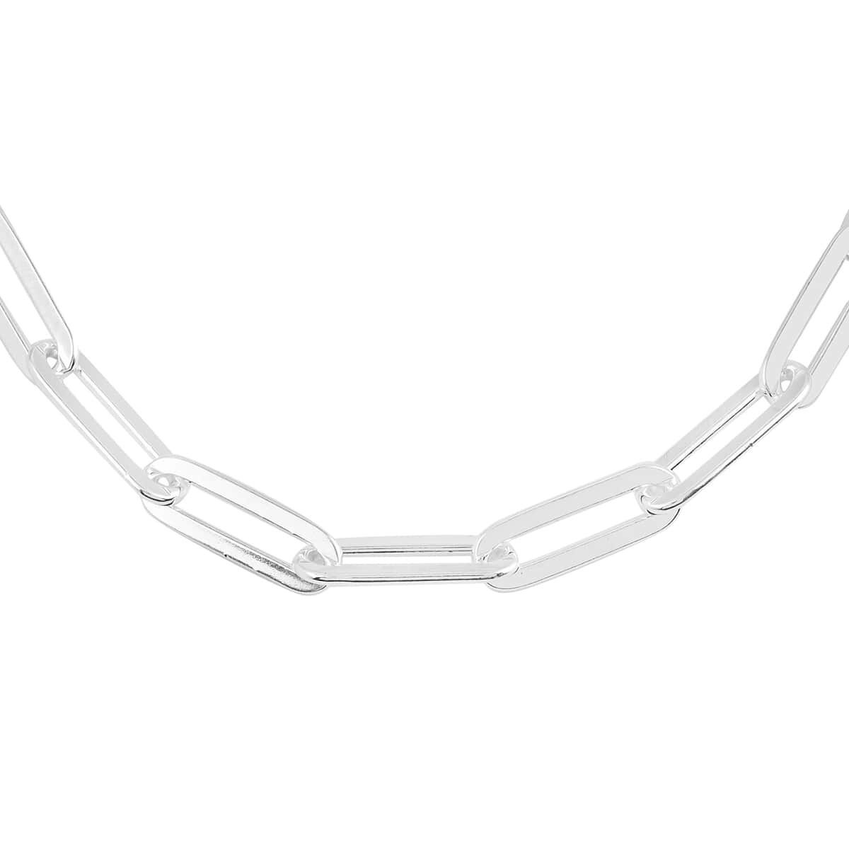 Italian Sterling Silver 4mm Diamond Cut Paper Clip Necklace 24 Inches 12.50 Grams image number 0