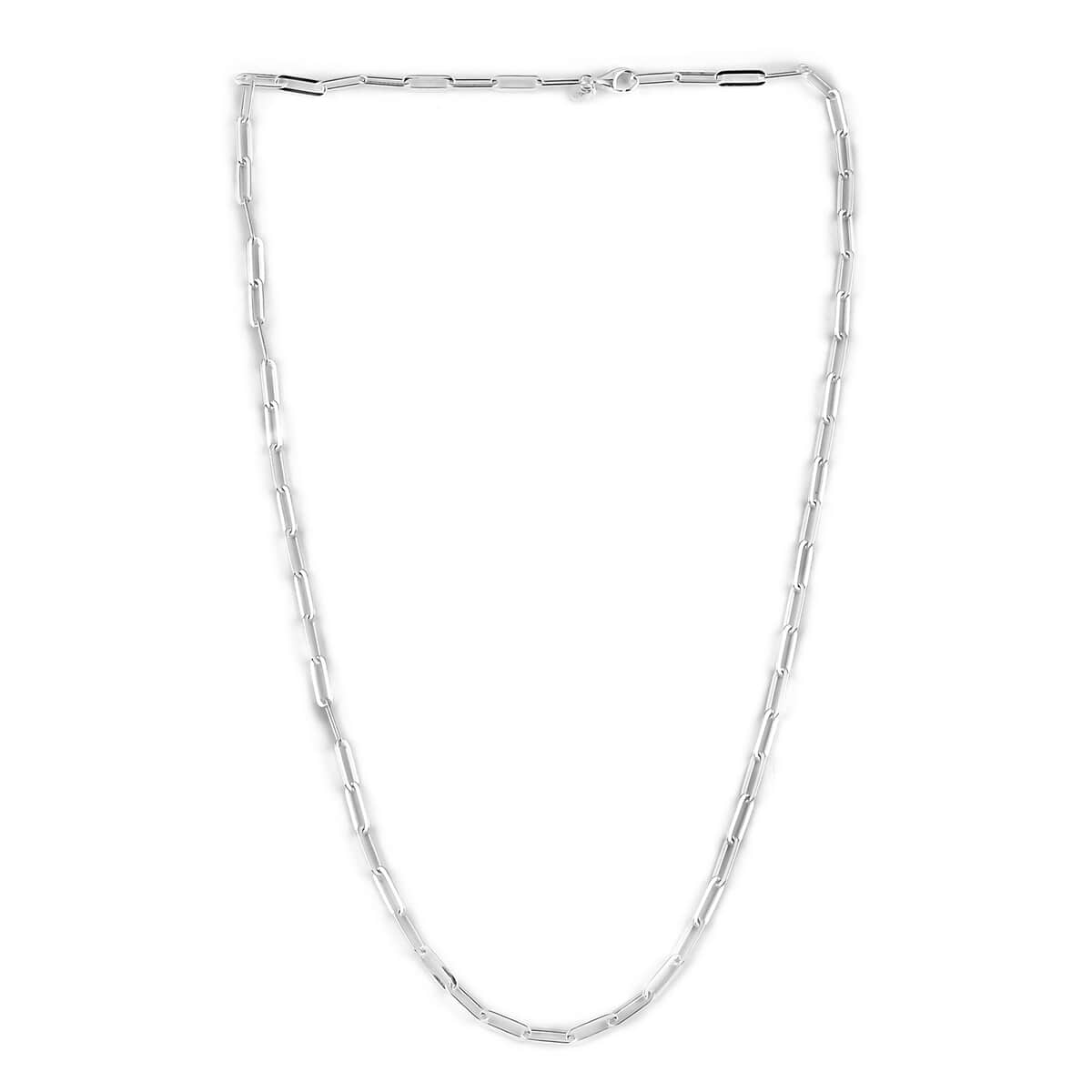 Italian Sterling Silver 4mm Diamond Cut Paper Clip Necklace 24 Inches 12.50 Grams image number 2