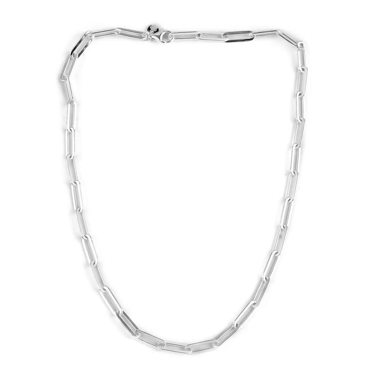 Italian Sterling Silver Diamond Cut Paperclip Necklace 16 Inches 12 Grams image number 2