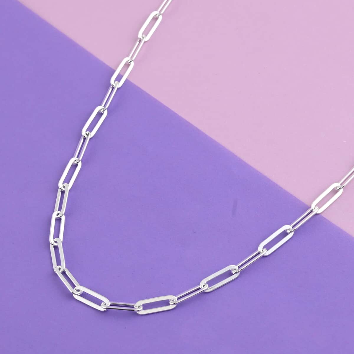 Italian Sterling Silver Diamond Cut Paperclip Necklace 24 Inches 28.20 Grams image number 1