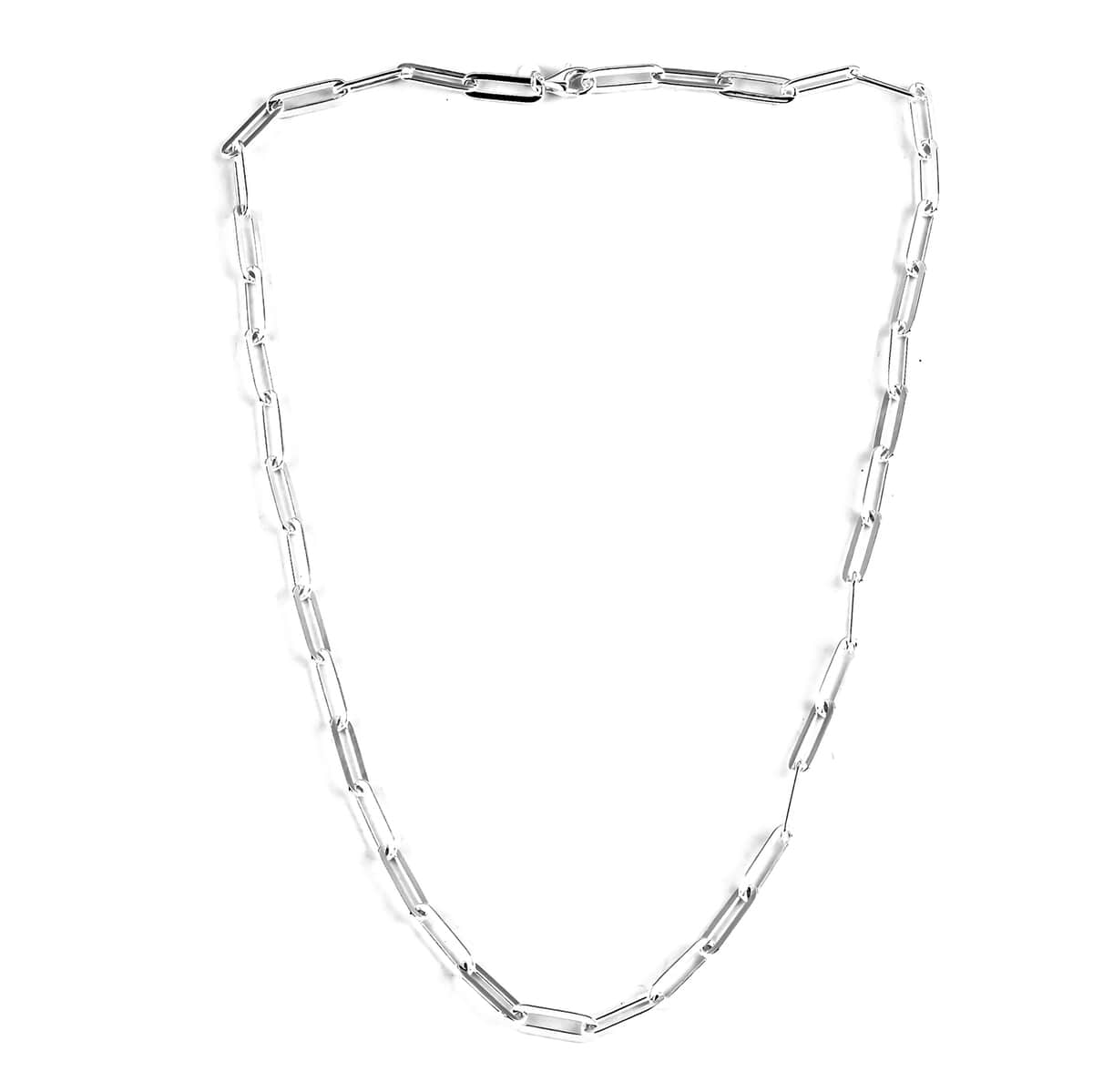 Italian Sterling Silver Diamond Cut Paperclip Necklace 24 Inches 28.20 Grams image number 2
