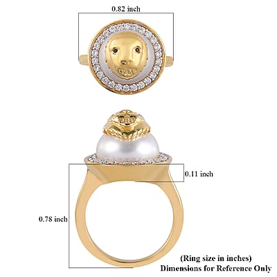 Karis Freshwater Pearl and Multi Gemstone Leo Zodiac Ring in 18K YG Plated (Size 8.0) 0.80 ctw