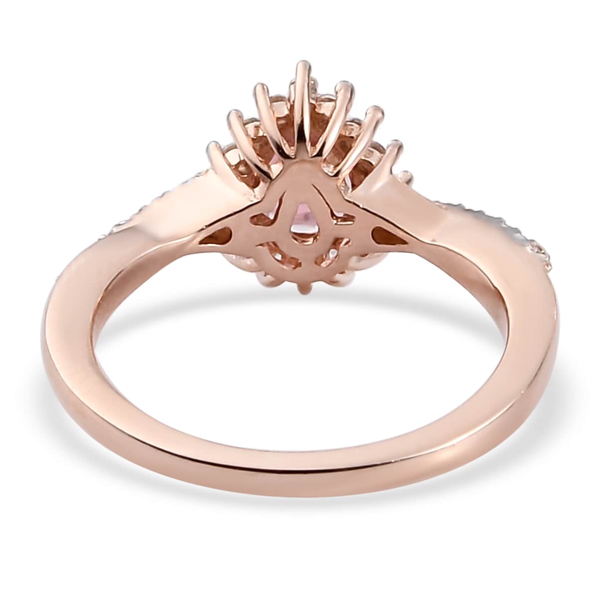 Blush Tourmaline and Natural White Zircon Ring in Vermeil Rose Gold Over Sterling Silver (Size 8.0) 1.00 ctw image number 4