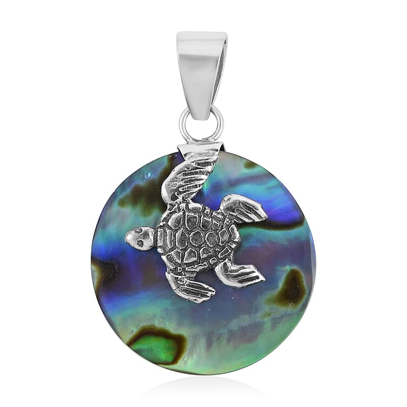 Abalone Shell Turtle Pendant in Sterling Silver