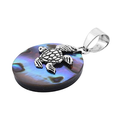 Abalone Shell Turtle Pendant in Sterling Silver