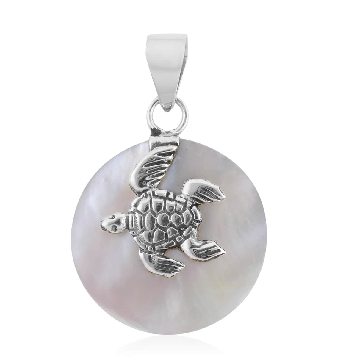 Mother Of Pearl Turtle Pendant in Sterling Silver image number 0