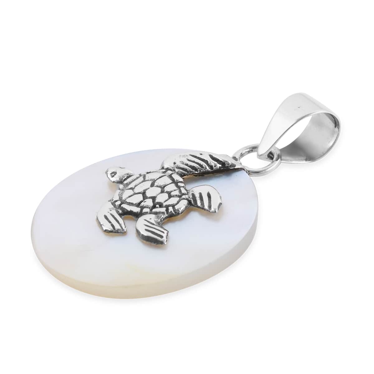 Mother Of Pearl Turtle Pendant in Sterling Silver image number 2