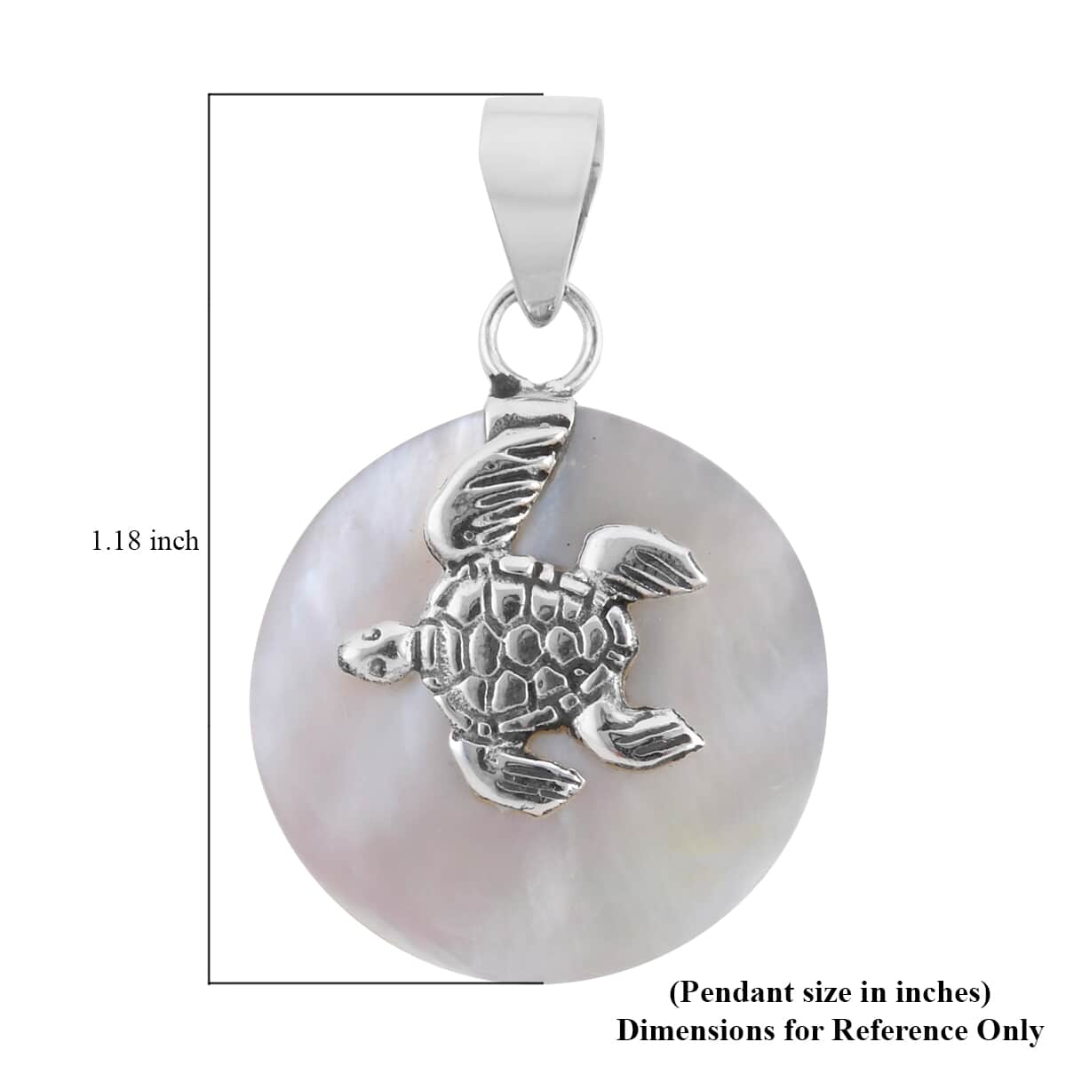 Mother Of Pearl Turtle Pendant in Sterling Silver image number 4
