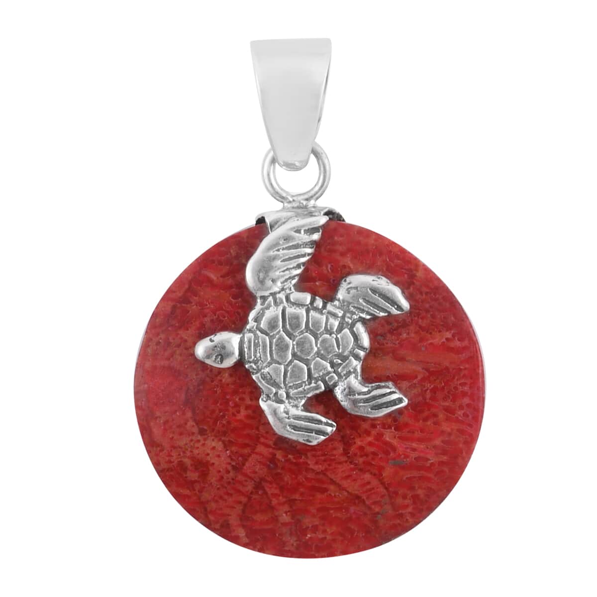 Sponge Coral Turtle Pendant in Sterling Silver image number 0