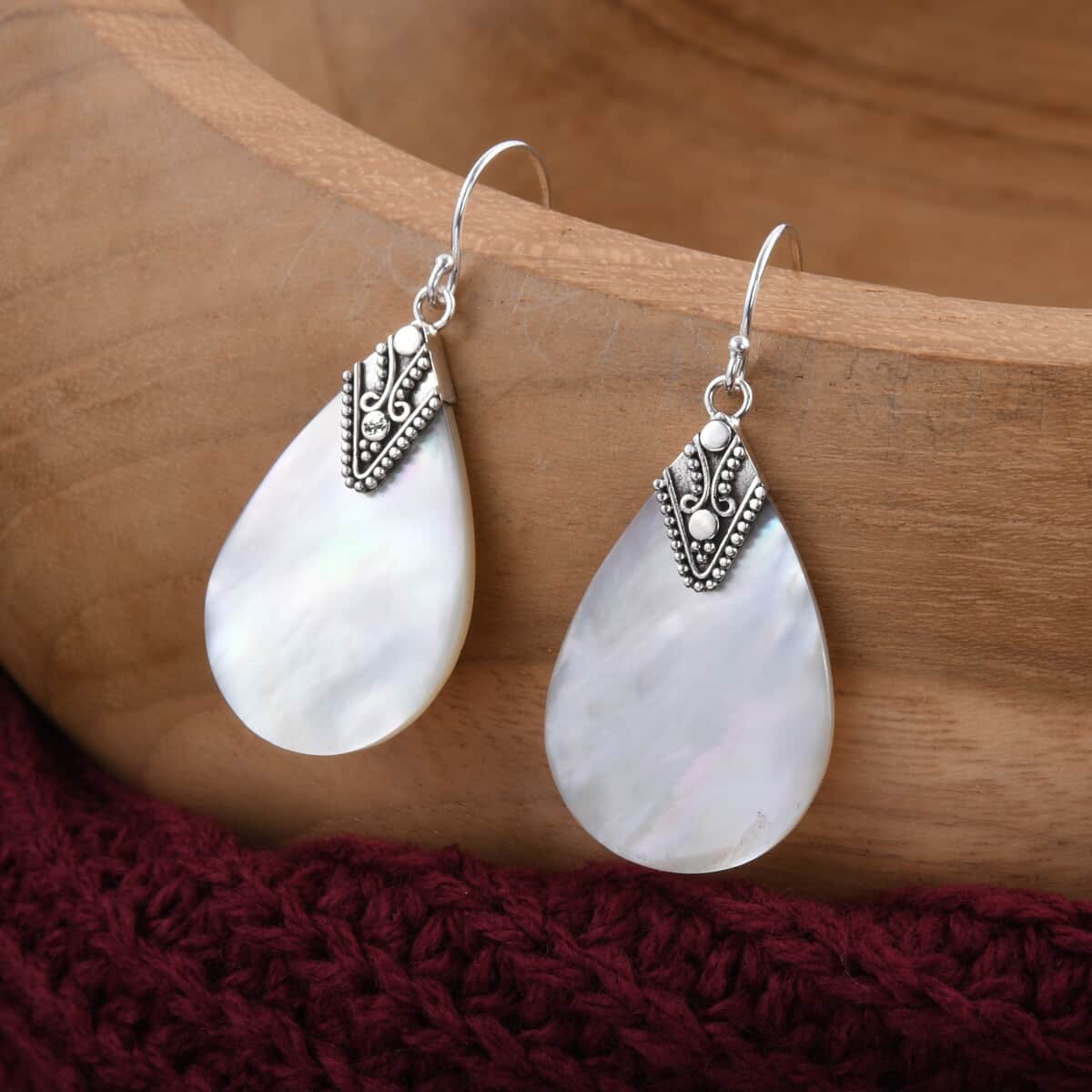 Mother Of Pearl Earrings in Sterling Silver image number 5