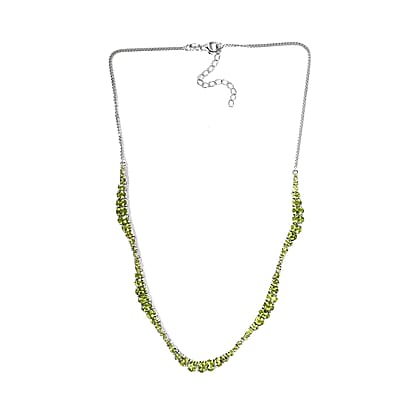 Arizona Peridot Fancy Tennis Necklace 18 Inches in Platinum Over Sterling Silver 15.85 ctw