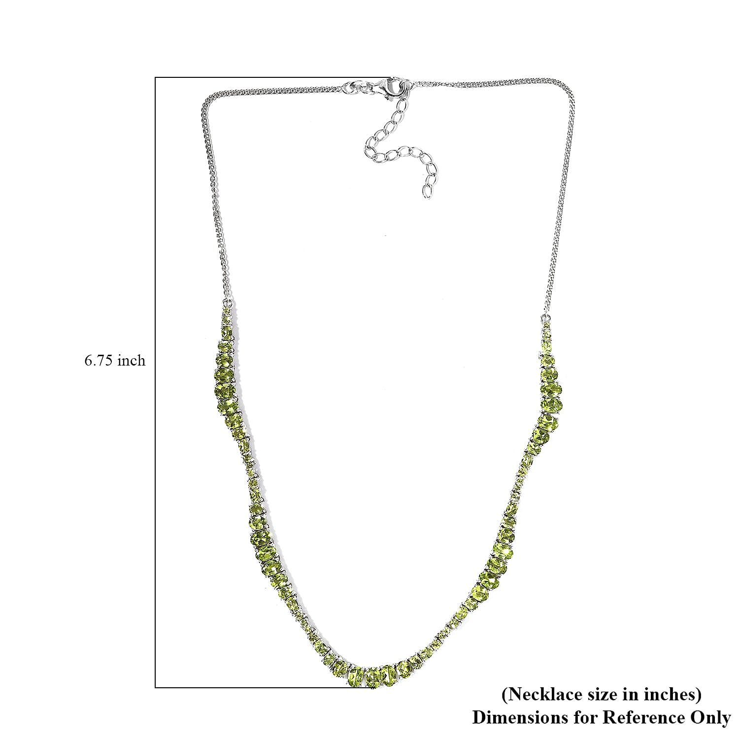 Arizona Peridot Fancy Tennis Necklace 18 Inches in Platinum Over Sterling Silver 15.85 ctw