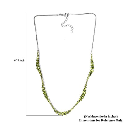 Arizona Peridot Fancy Tennis Necklace 18 Inches in Platinum Over Sterling Silver 15.85 ctw