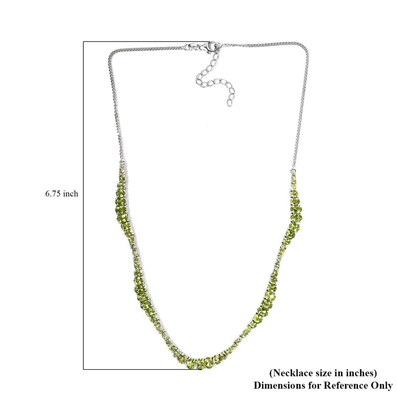 Arizona Peridot Fancy Tennis Necklace 18 Inches in Platinum Over Sterling Silver 15.85 ctw