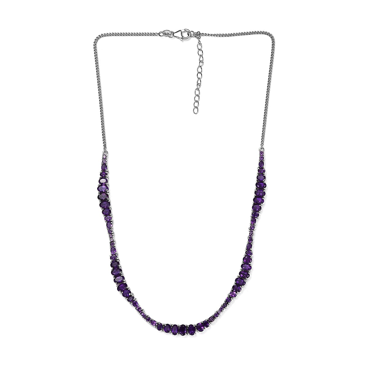 Amethyst Fancy Tennis Necklace 18 Inches in Platinum Over Sterling Silver 14.00 ctw image number 2