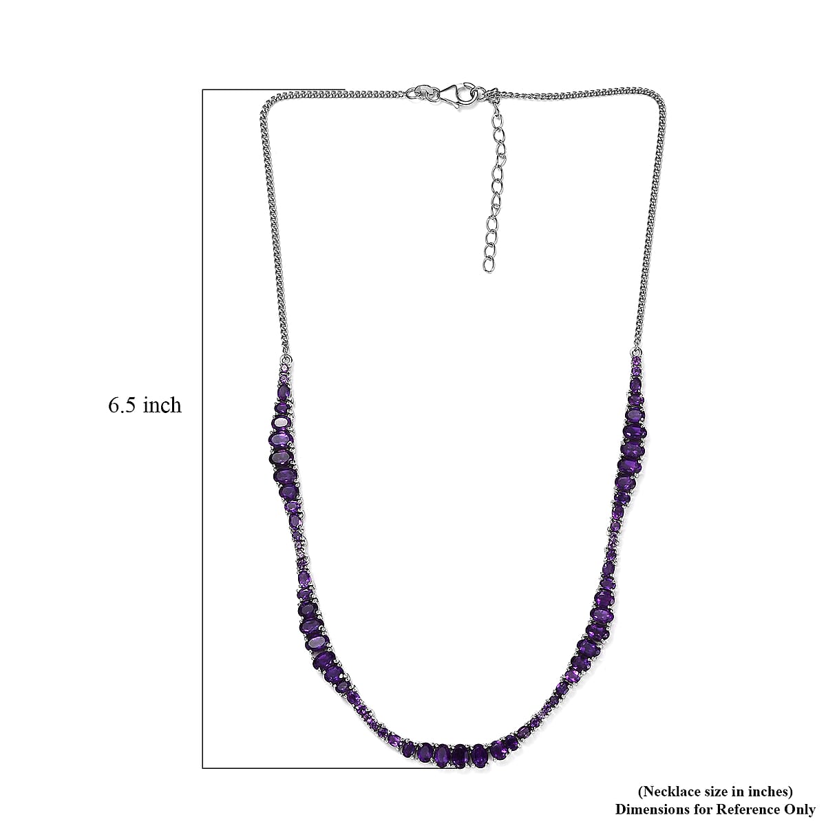 Amethyst Fancy Tennis Necklace 18 Inches in Platinum Over Sterling Silver 14.00 ctw image number 4