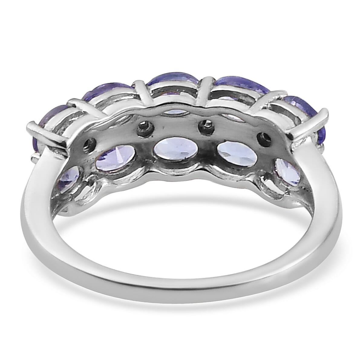 Tanzanite and Natural White Zircon Half Eternity Band Ring in Platinum Over Sterling Silver (Size 10.0) 1.50 ctw
