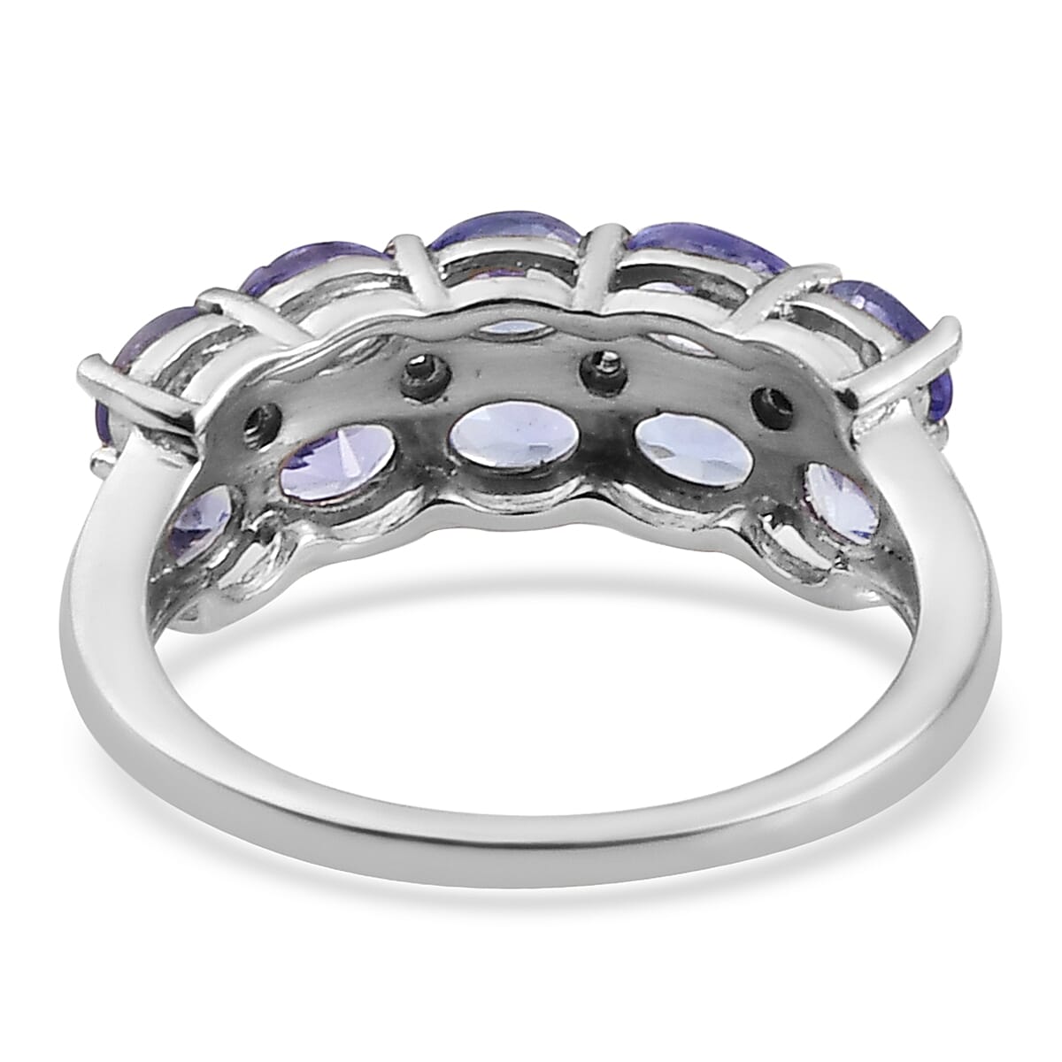 Tanzanite and Natural White Zircon Half Eternity Band Ring in Platinum Over Sterling Silver (Size 6.0) 1.50 ctw