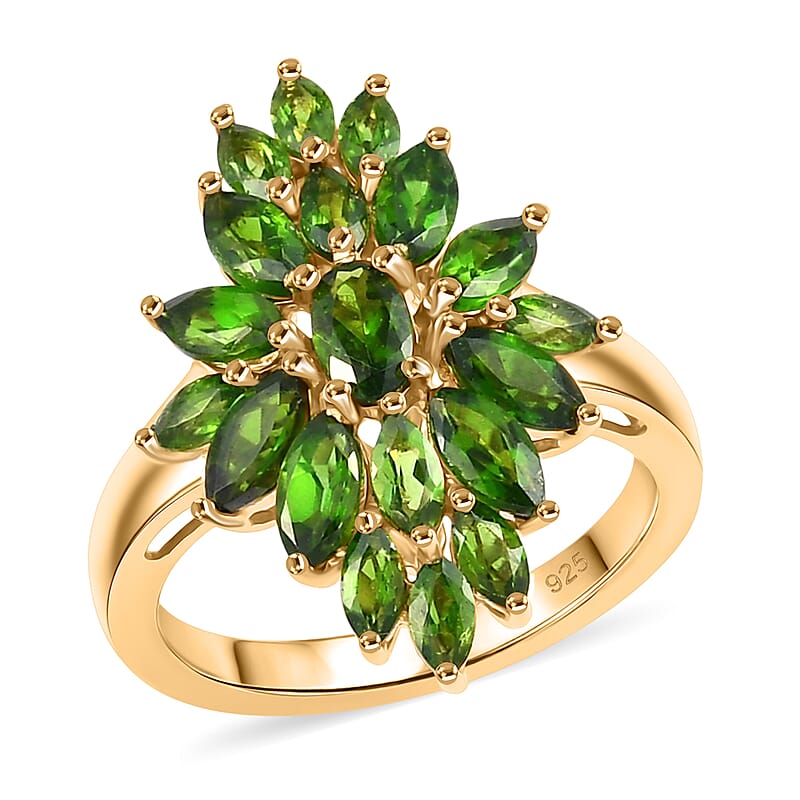 Chrome Diopside 2.75 ctw Ring in 14K Yellow Gold Over Sterling Silver (Size 5.5)