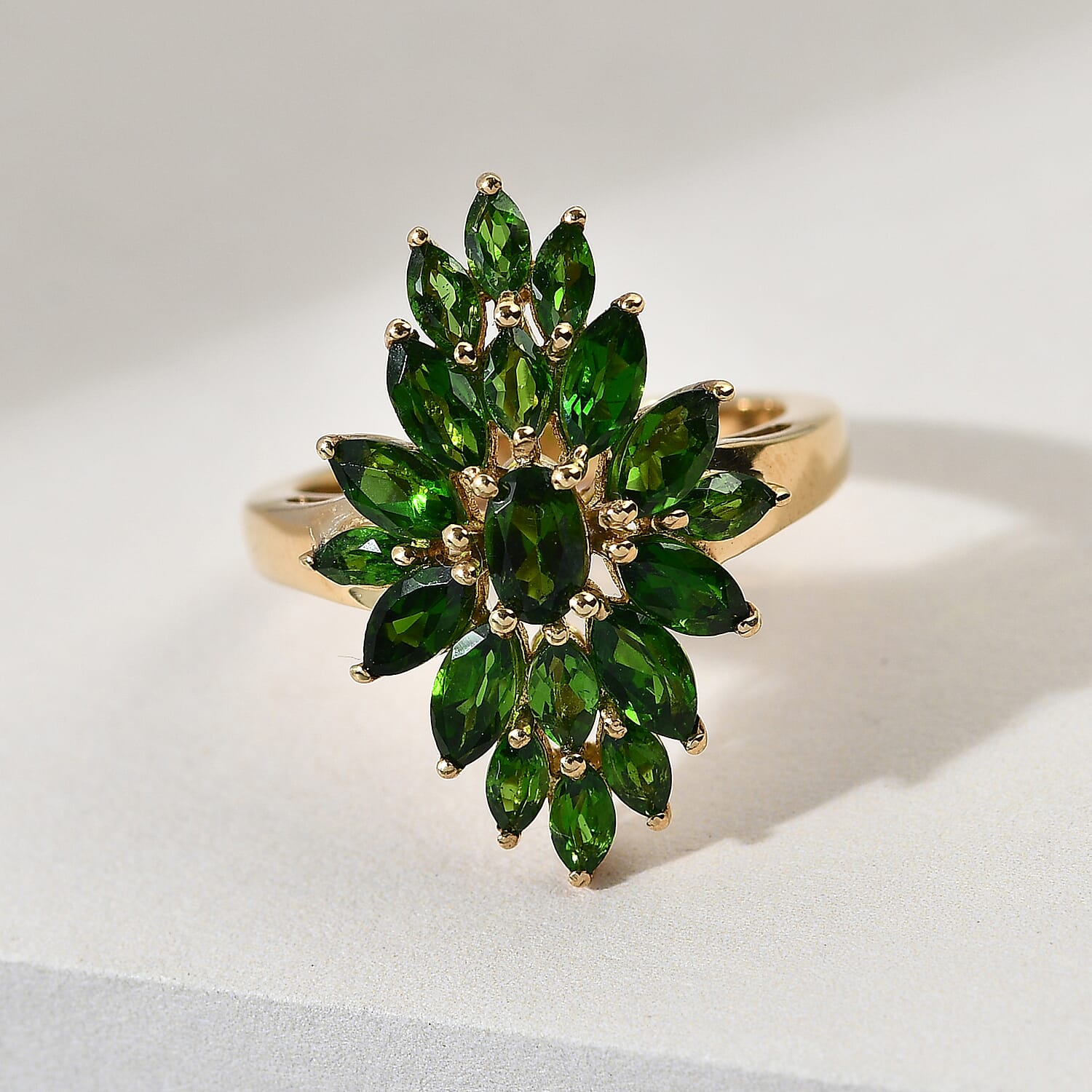 Chrome Diopside 2.75 ctw Ring in 14K Yellow Gold Over Sterling Silver (Size 5.5)