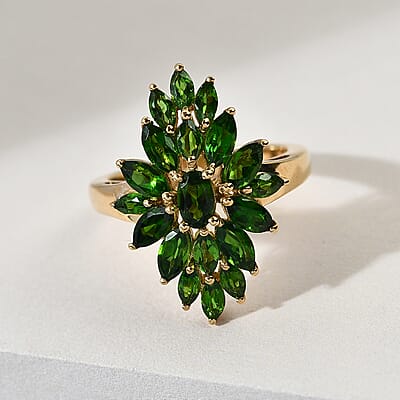 Chrome Diopside 2.75 ctw Ring in 14K Yellow Gold Over Sterling Silver (Size 5.5)