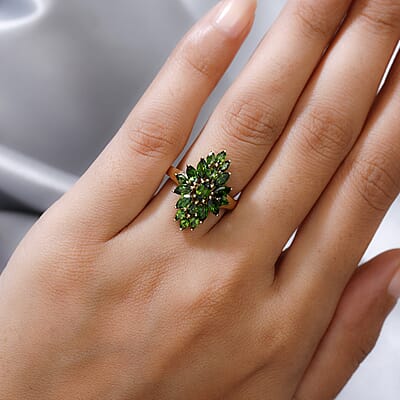 Chrome Diopside 2.75 ctw Ring in 14K Yellow Gold Over Sterling Silver (Size 5.5)