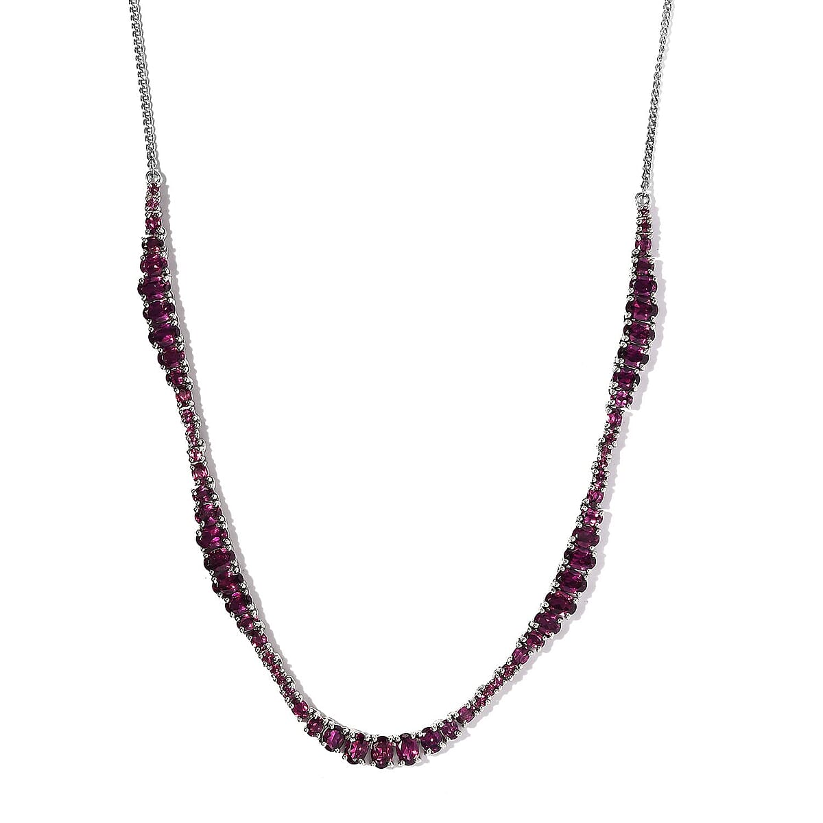 Orissa Rhodolite Garnet Fancy Tennis Necklace 18 Inches in Platinum Over Sterling Silver 18.40 ctw image number 0