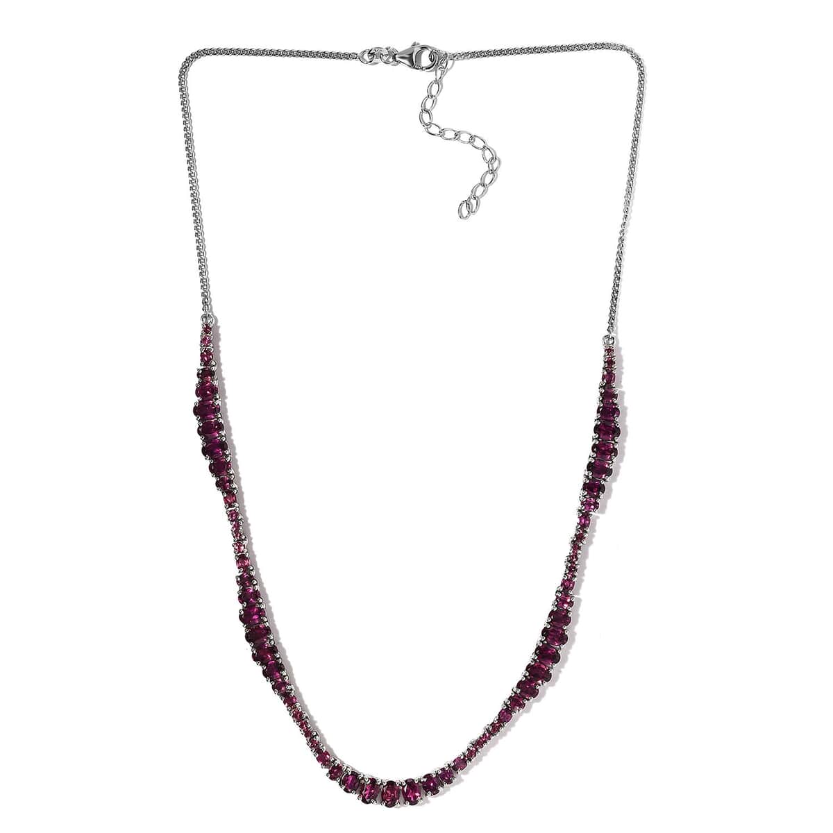 Orissa Rhodolite Garnet Fancy Tennis Necklace 18 Inches in Platinum Over Sterling Silver 18.40 ctw image number 3