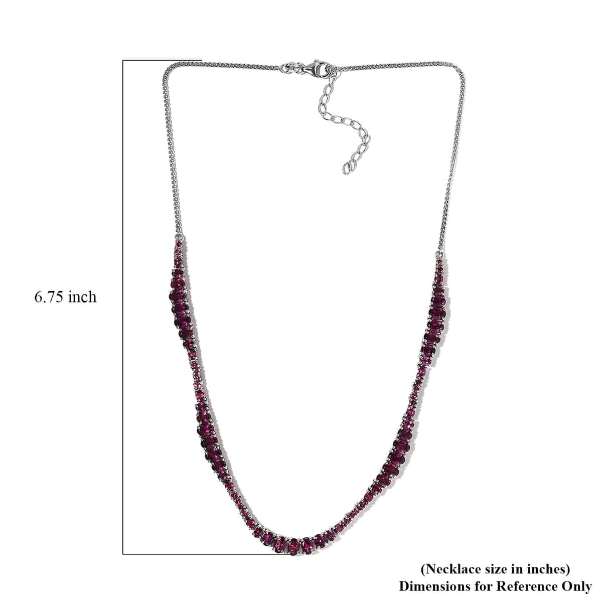 Orissa Rhodolite Garnet Fancy Tennis Necklace 18 Inches in Platinum Over Sterling Silver 18.40 ctw image number 5