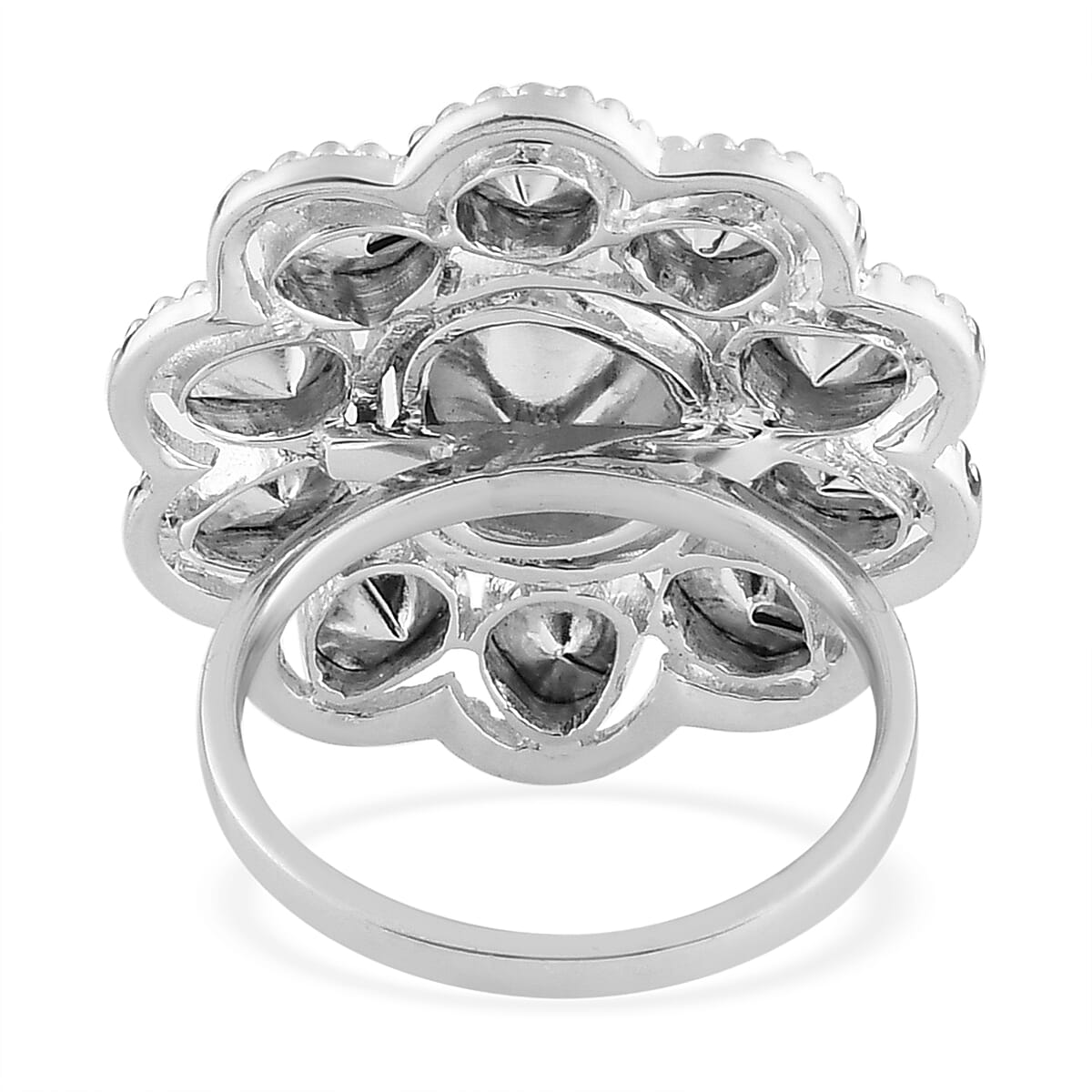 Artisan Crafted Polki Diamond Cocktail Ring in Platinum Over Sterling Silver 1.50 ctw image number 4