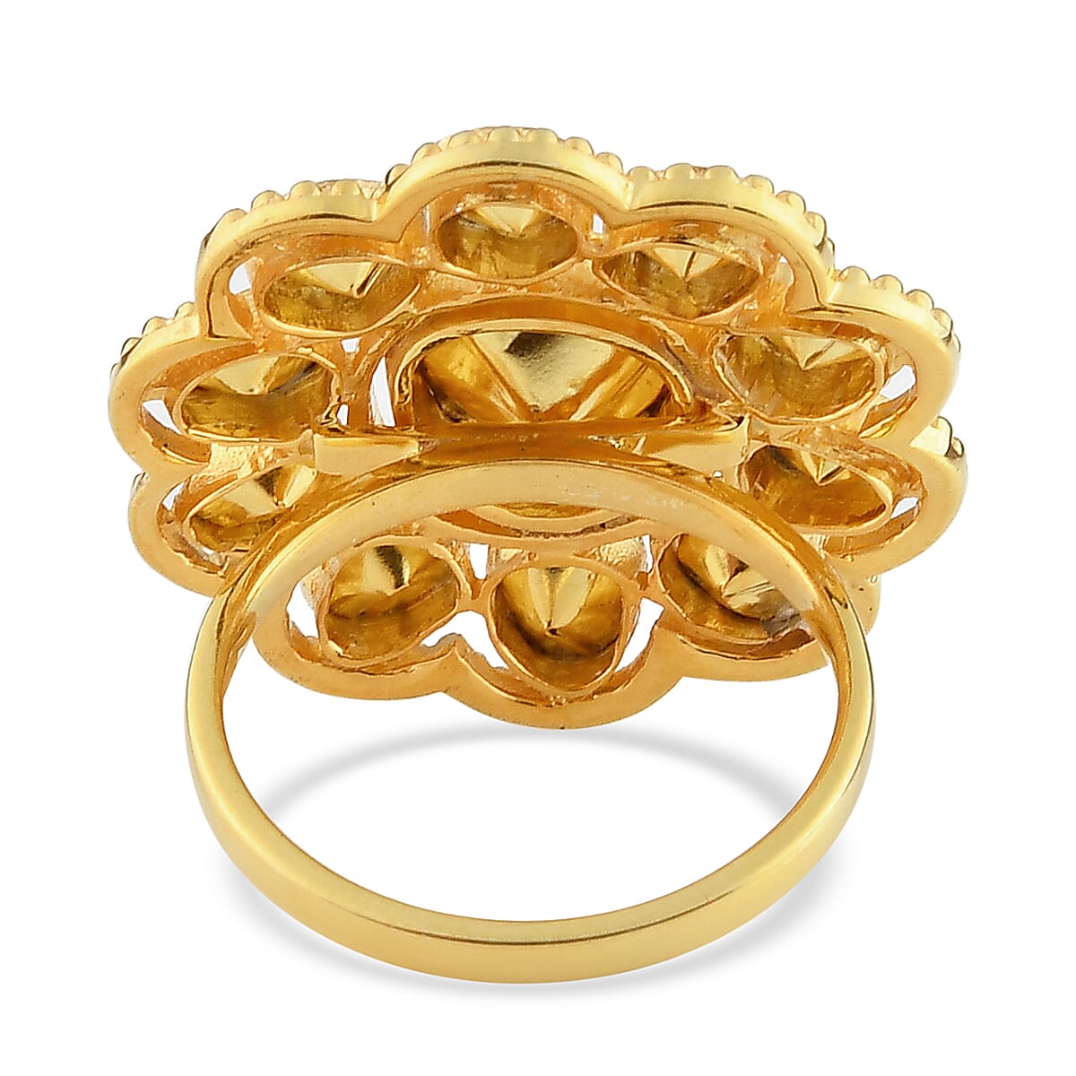 Polki Diamond Cocktail Ring in 14K Yellow Gold Over Sterling Silver (Size 6.0) 1.50 ctw image number 4