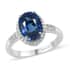 One Of A Kind RHAPSODY 950 Platinum AAAA Royal Ceylon Sapphire and E-F VS2 Diamond Halo Ring (Size 7.0) 5.50 Grams 5.15 ctw image number 0
