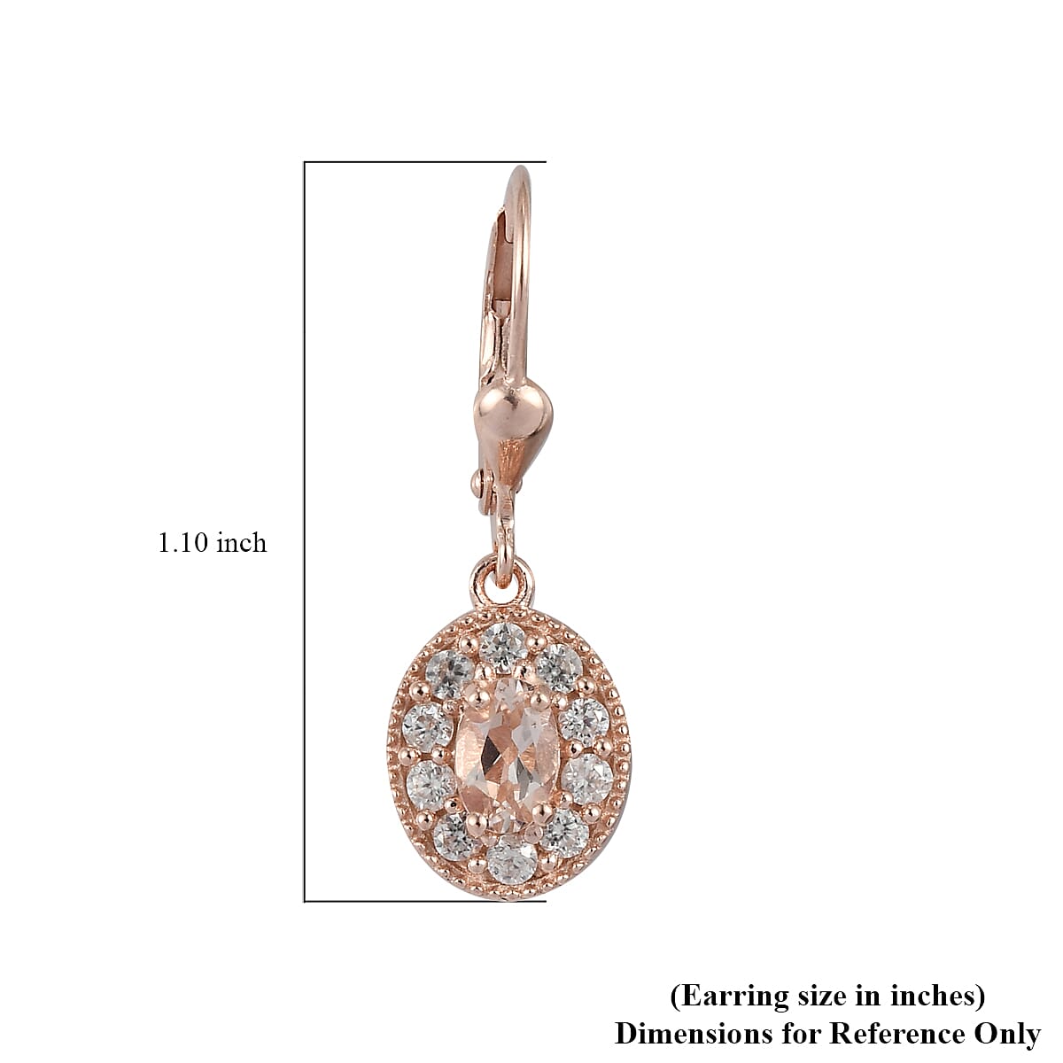 Marropino Morganite and Natural White Zircon Halo Dangle Earrings in Vermeil RG Over Sterling Silver 1.80 ctw