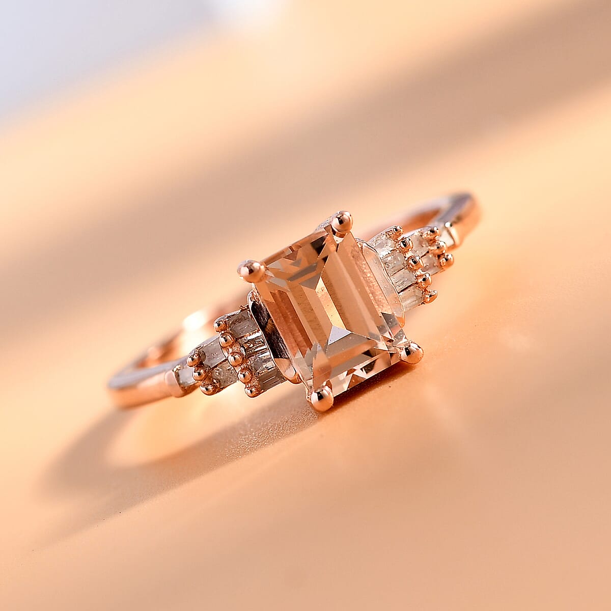 Marropino Morganite and Diamond Ring in Vermeil Rose Gold Over Sterling Silver (Size 10.0) 1.00 ctw image number 1