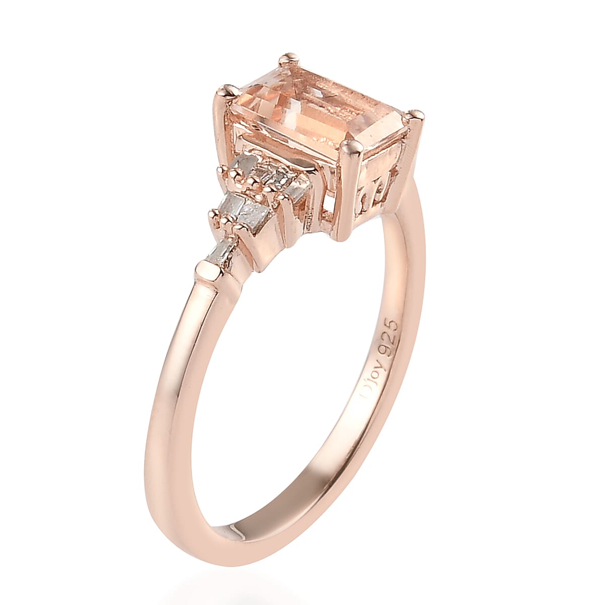 Marropino Morganite and Diamond Ring in Vermeil Rose Gold Over Sterling Silver (Size 10.0) 1.00 ctw