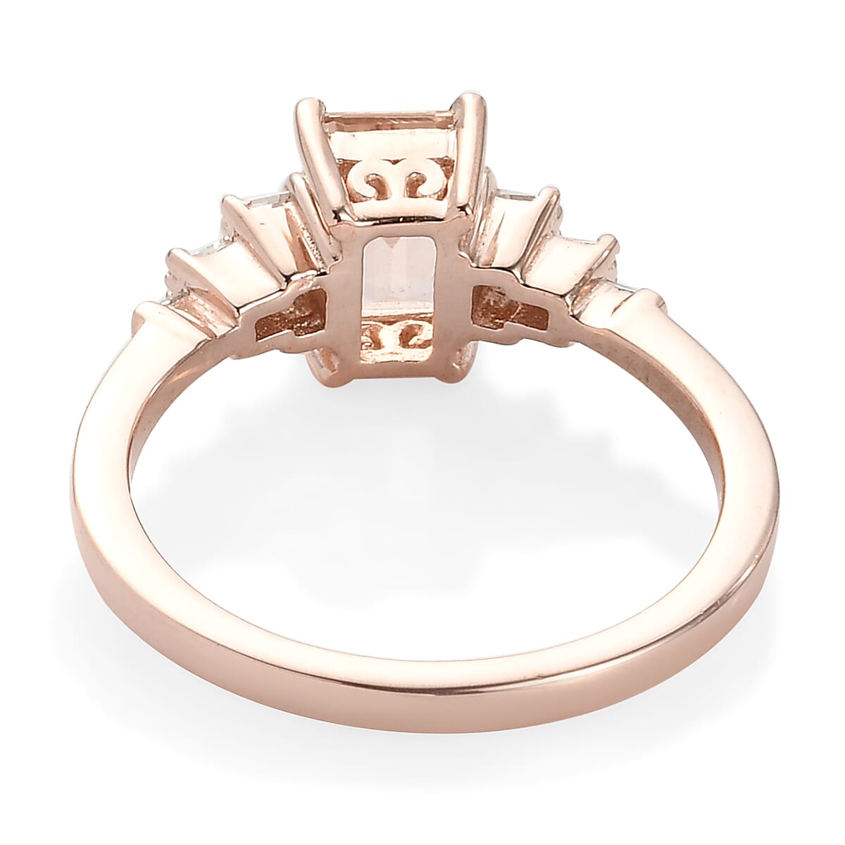 Marropino Morganite and Diamond Ring in Vermeil Rose Gold Over Sterling Silver (Size 10.0) 1.00 ctw