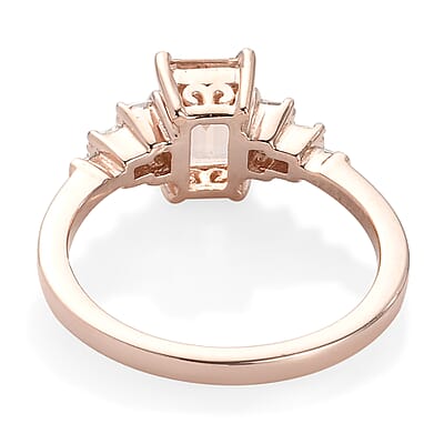 Marropino Morganite and Diamond Ring in Vermeil Rose Gold Over Sterling Silver (Size 10.0) 1.00 ctw