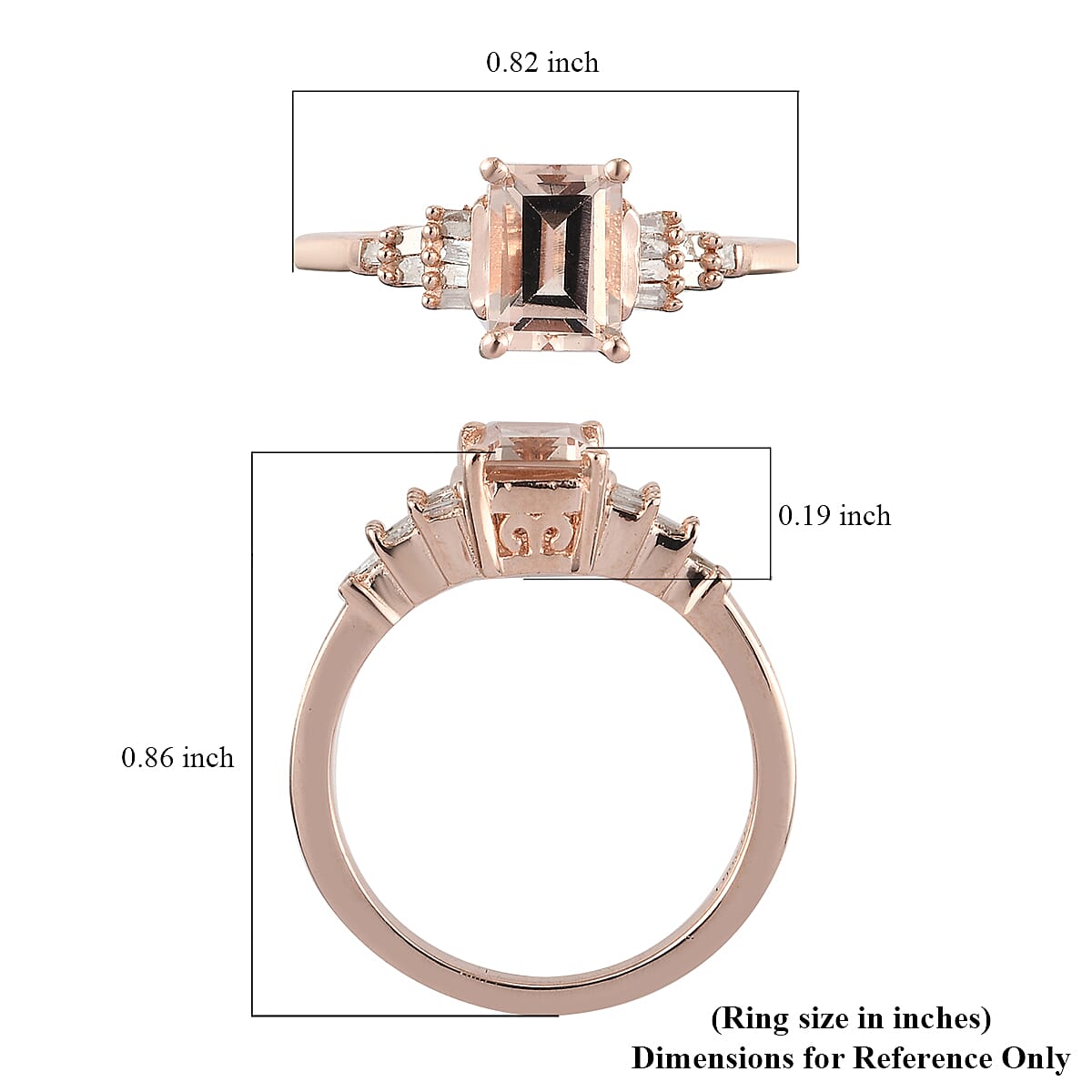 Marropino Morganite and Diamond Ring in Vermeil Rose Gold Over Sterling Silver (Size 10.0) 1.00 ctw