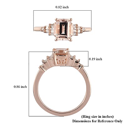 Marropino Morganite and Diamond Ring in Vermeil Rose Gold Over Sterling Silver (Size 10.0) 1.00 ctw
