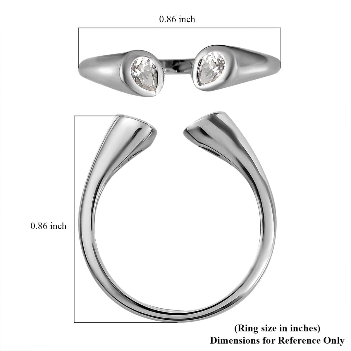 Luxoro 10K White Gold Moissanite Open Band Ring (Size 6.0) 0.30 ctw image number 5