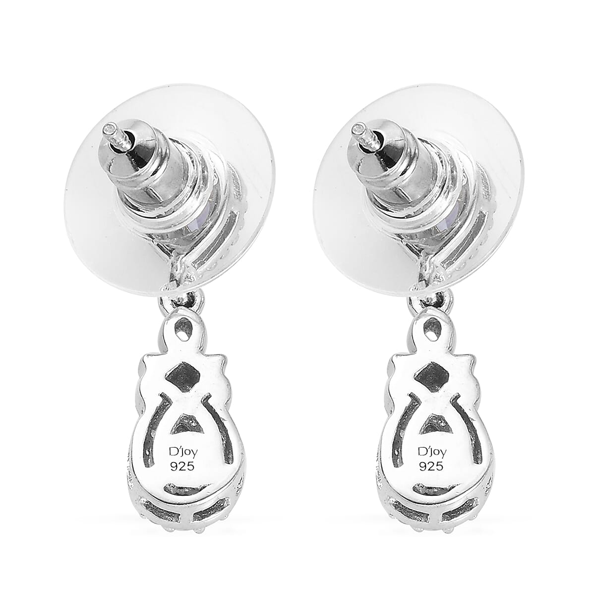 Tanzanite and Natural White Zircon Earrings in Platinum Over Sterling Silver 1.00 ctw